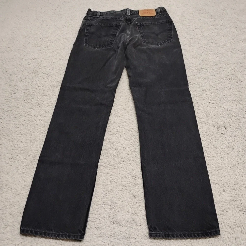 Vtg Levi's 505 Jeans Mens 33x32 Black Regular Straight Y2K Batwing Grunge 00s